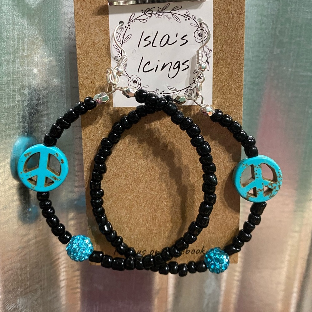 Beaded Hoop Earrings - Large